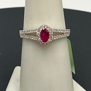 PN 14k Gold Ring Oval Natural Ruby Diamonds, Size 7.5
New With Tags MSRP $2600